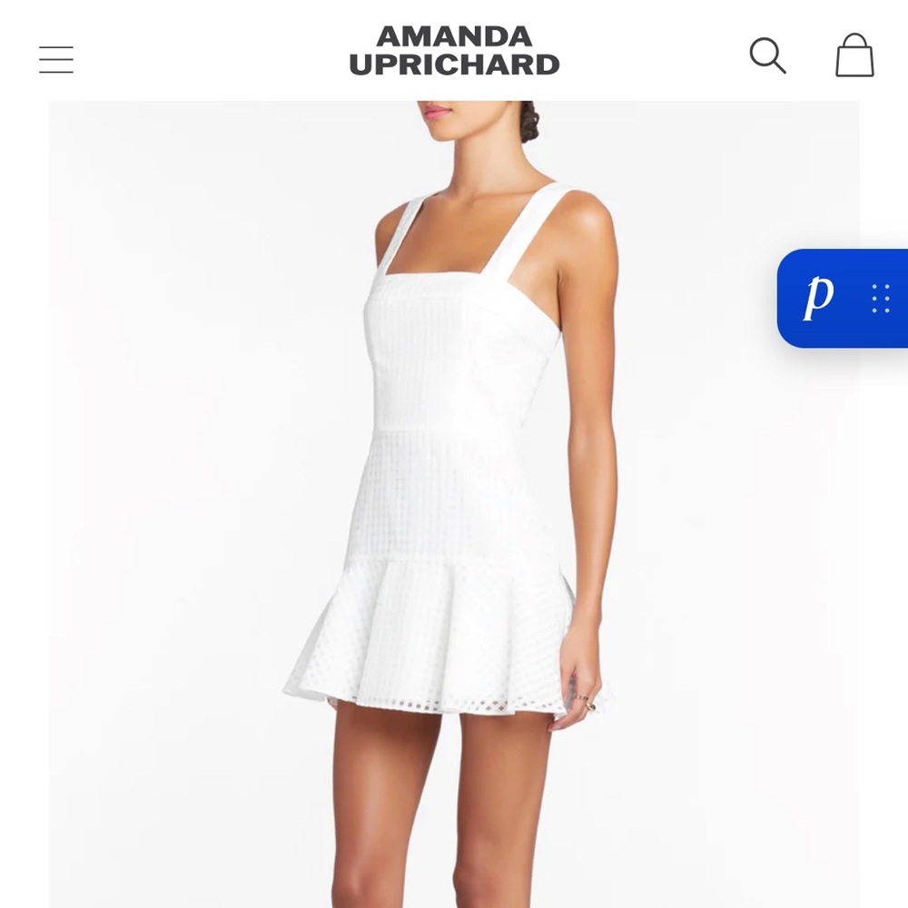 Amanda Uprichard White Mini Gingham Organza Dress - Picture 3 of 8